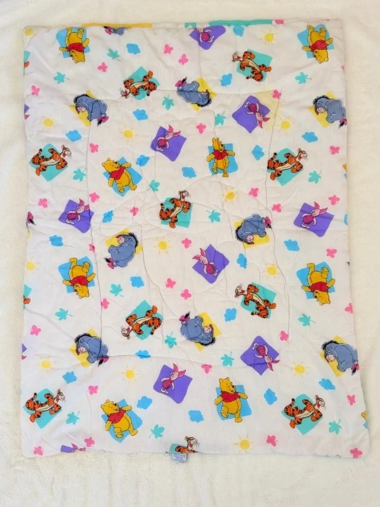 Vintage 1994 Disney Winnie the Pooh Crib Blanket Quilt- Tigger - Piglet - Eeyore - Picture 11 of 15